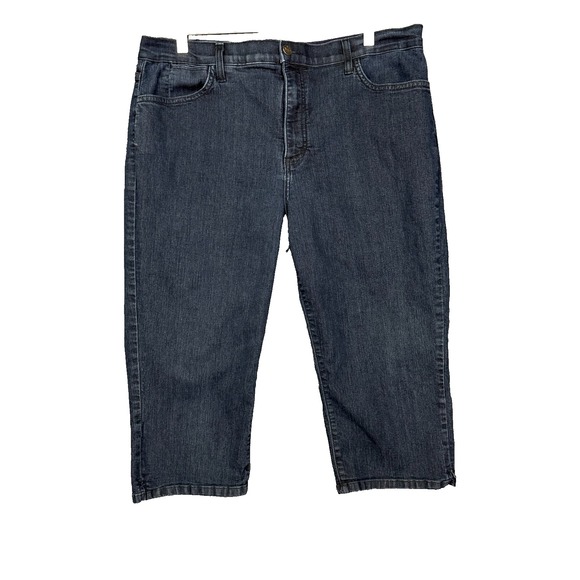 NYDJ Jeans Womens 18P Petite Blue Dark Wash Crop‎ Capri Lift Tuck Tech Slimming - Picture 1 of 16